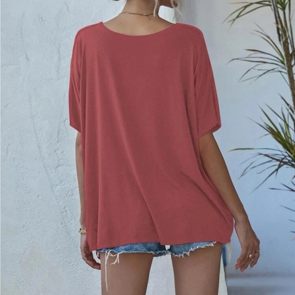 Boho oversized v neck short sleeve tee - Picture 2 of 4